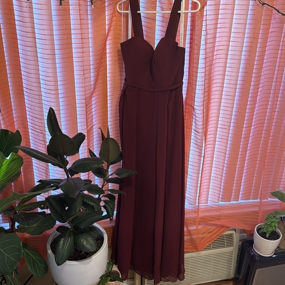 AZAZIE Simoan A-Line Sweetheart Neckline Chiffon Floor-Length Dress in Cabernet - Picture 7 of 11
